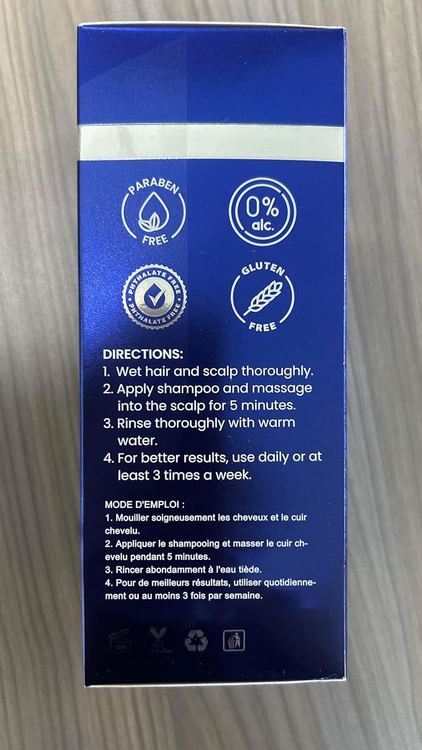 Uttse Biotion Hair Growth Shampoo for Men: Natural Thickening Shampoo with Tea Tree Oil Ginseng Mint for Hair Loss and Thinning Hair - 10.1 fl.oz, Dark Blue
